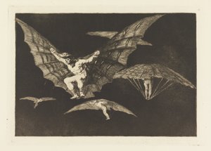 Způsob létání, talíř 13 v Příslovích od Francisco de Goya